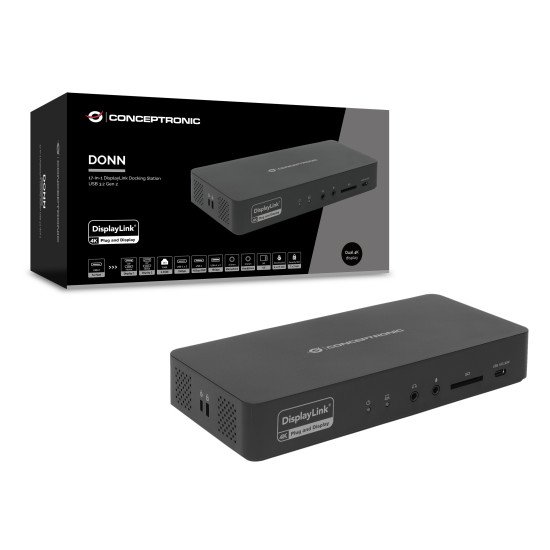 Conceptronic DONN31B station d'accueil Avec fil USB 3.2 Gen 2 (3.1 Gen 2) Type-C Noir