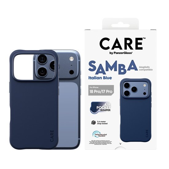PanzerGlass CARE™ by ® Samba Case Italian Blue w. MagSafe iPhone 2026 Pro | 17 Pro coque de protection pour téléphones portables Housse Transparent