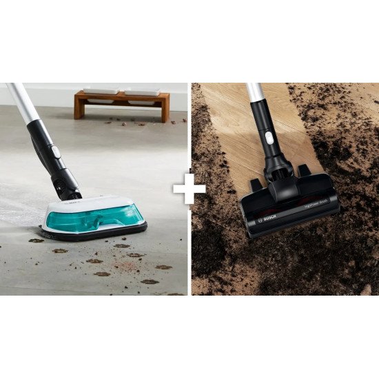 Bosch BSS712XHYG aspirateur balai et balai électrique Aspirateur-balai 2 en 1 Batterie Sec HEPA Sans sac 0,3 L Couleur aqua, Noir, Argent, Blanc 2,5 Ah