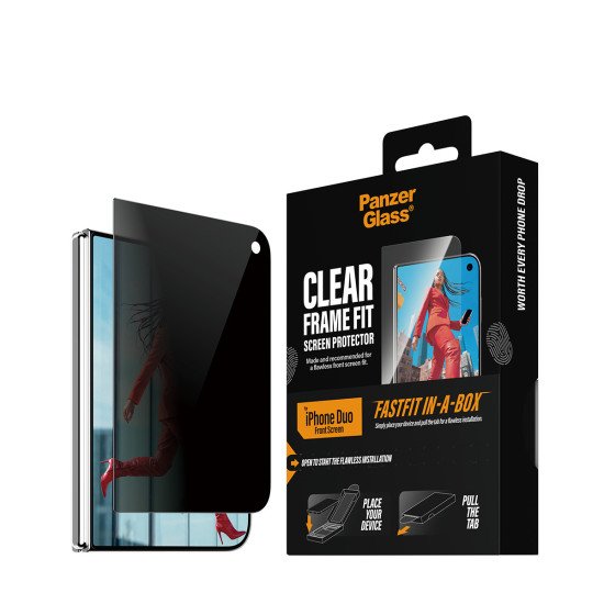 PanzerGlass ® 2-Way Privacy Front Screen Protector iPhone Duo | FRAME FIT w. FASTFIT IN-A-BOX Protection d'écran transparent 1 pièce(s)