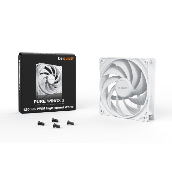 be quiet! Pure Wings 3 120mm PWM high-speed White Boitier PC Ventilateur 12 cm Blanc 1 pièce(s) be quiet! Pure Wings 3 120mm PWM high-speed White Boitier PC Ventilateur 12 cm Blanc 1 pièce(s)