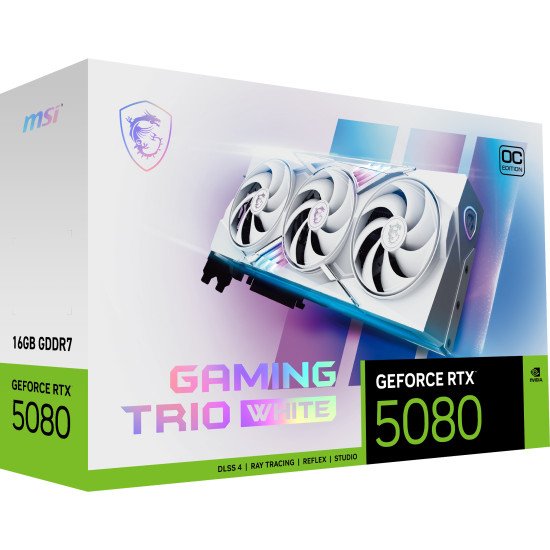 MSI GAMING GEFORCE RTX 5080 16G TRIO OC WHITE carte graphique NVIDIA 16 Go GDDR7 MSI GAMING GEFORCE RTX 5080 16G TRIO OC WHITE carte graphique NVIDIA 16 Go GDDR7