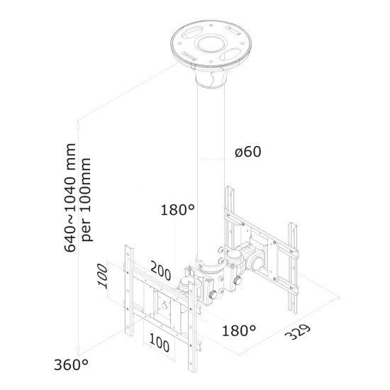 Newstar FPMA-C200D Support de plafond écrans plat