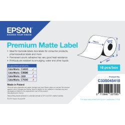 Epson Rouleau adhesif continu Premium Matte 76mm x 35 mm pour TM-C3400 Epson Rouleau adhesif continu Premium Matte 76mm x 35 mm pour TM-C3400