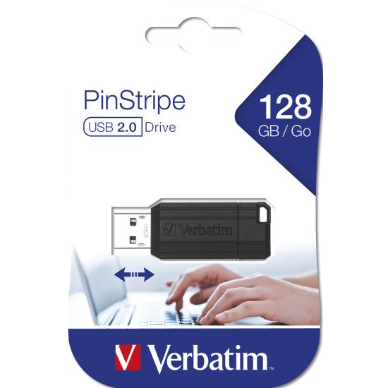 Verbatim Micro-clé USBPinStripe de 128 Go - noire