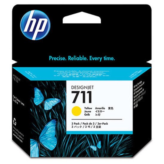 HP 711 3-pack 29-ml Yellow Ink Cartridges / CZ136A Cartouche encre / Jaune