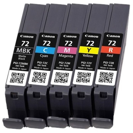 Canon PGI-72 MBK/C/M/Y/R Original Cyan, Magenta, Noir mat, Rouge, Jaune Multipack 5 pièce(s)