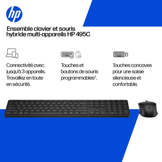 HP Ensemble clavier et souris hybride multi-appareils 495C