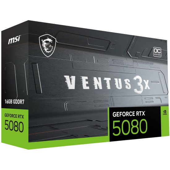 MSI VENTUS GEFORCE RTX 5080 16G 3X OC PLUS carte graphique NVIDIA 16 Go GDDR7 MSI VENTUS GEFORCE RTX 5080 16G 3X OC PLUS carte graphique NVIDIA 16 Go GDDR7