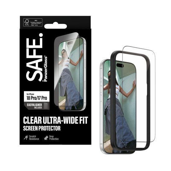 PanzerGlass SAFE. by ® Screen Protector iPhone 2026 Pro | 17 Pro | Ultra-Wide Fit w. EasyAligner Protection d'écran transparent 1 pièce(s)