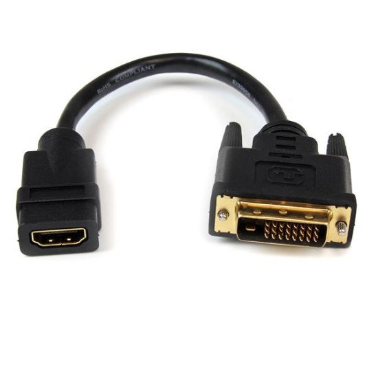 StarTech.com HDDVIFM8IN Câble adaptateur vidéo de 20 cm HDMI vers DVI-D - HDMI femelle vers DVI mâle