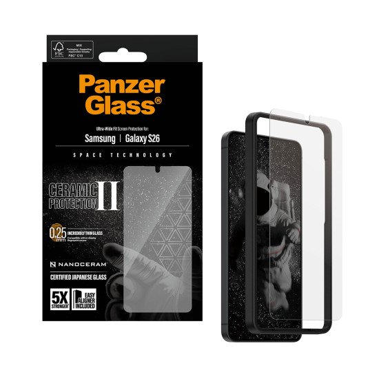 PanzerGlass ® Ceramic Screen Protector Samsung Galaxy S26 | Ultra-Wide Fit w. EasyAligner Protection d'écran transparent 1 pièce(s)