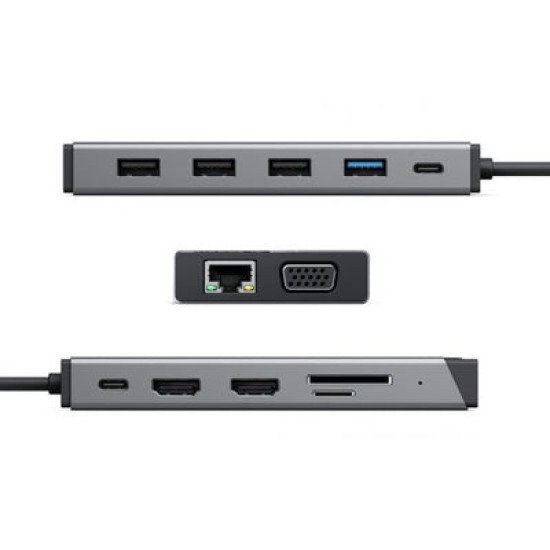 ALOGIC DUCDDV3V2 station d'accueil Avec fil USB 3.2 Gen 1 (3.1 Gen 1) Type-A + Type-C Gris