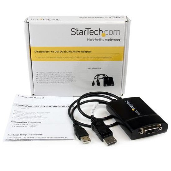 StarTech.com Adaptateur Actif DisplayPort vers DVI-D Dual Link - Convertisseur DP DVI Actif
