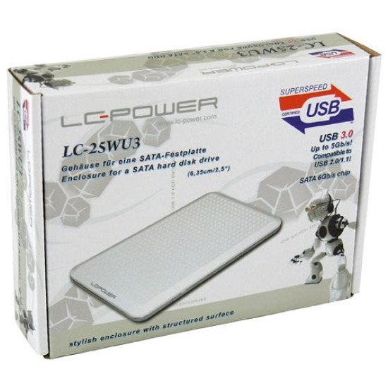 LC-Power LC-25WU3 Boîtier de disques de stockage 2.5" Alimenté par port USB