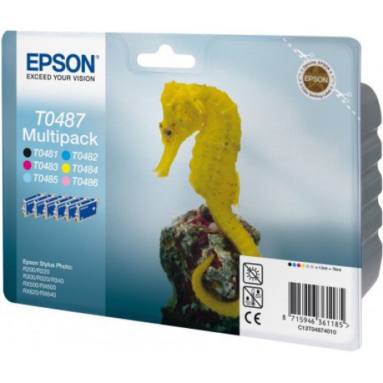 Epson T0487 Pack de 6 cartouches Noir, Cyan, Magenta, Jaune, Cyan clair, Magenta clair Epson T0487 Pack de 6 cartouches Noir, Cyan, Magenta, Jaune, Cyan clair, Magenta clair