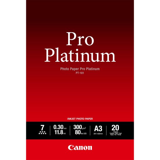 Canon Papier photo professionnel Platinum A3 PT-101 - 20 feuilles