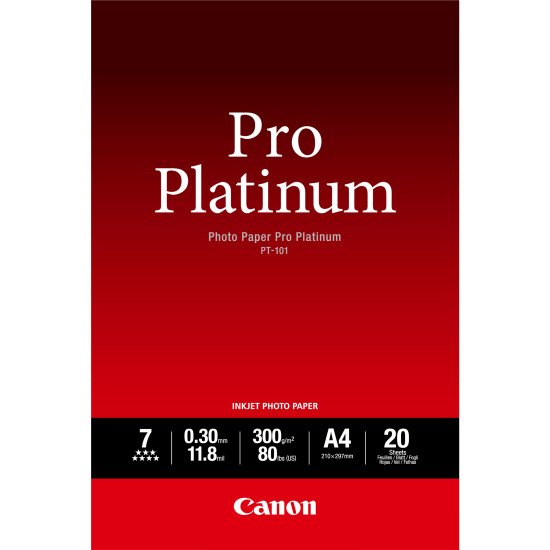 Canon Papier photo professionnel Platinum A4 PT-101 - 20 feuilles