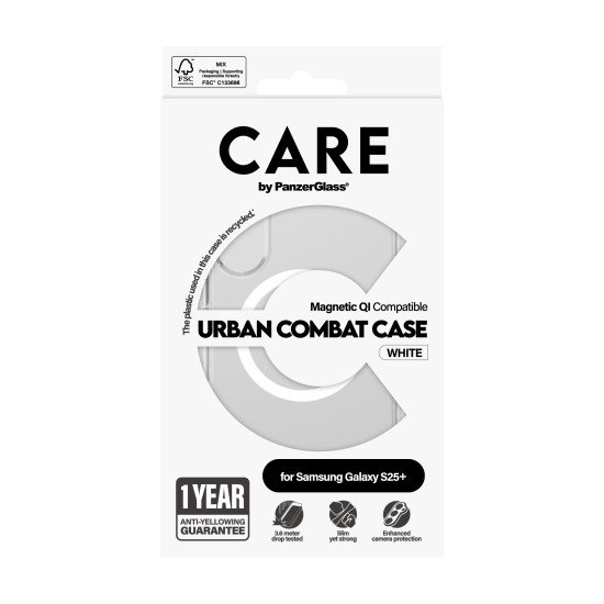 PanzerGlass CARE by ® Flagship Case Transparent Urban Combat w. White Qi Compatible Samsung Galaxy S25+ coque de protection pour téléphones portables Housse PanzerGlass CARE by ® Flagship Case Transparent Urban Combat w. White Qi Compatible Samsung Galaxy S25+ coque de protection pour téléphones portables Housse