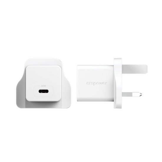 PanzerGlass empower™ by ® Turbo 30W Charger Single USB-C | UK Plug | Silver White Blanc