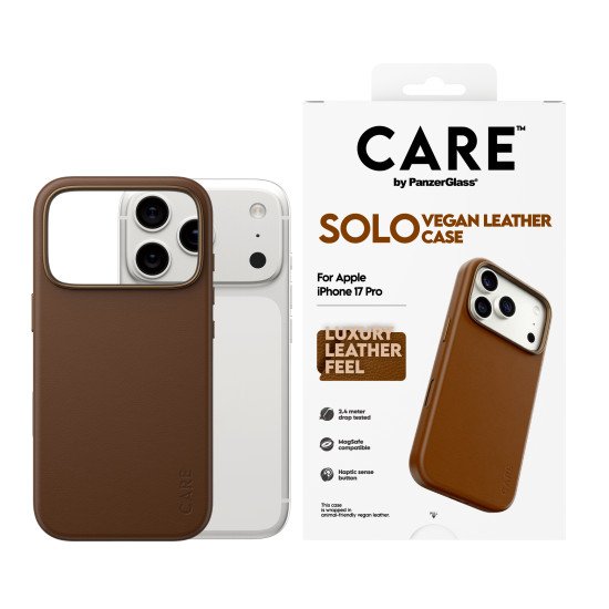 PanzerGlass CARE™ by ® Solo Case Brown iPhone 17 Pro coque de protection pour téléphones portables Housse Marron
