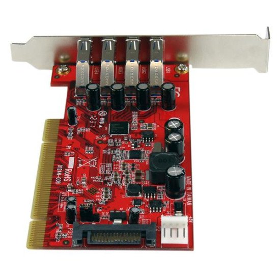 StarTech.com Carte contrôleur PCI à 4 ports USB 3.0 SuperSpeed - Adaptateur PCI avec alimentation SATA / SP4 StarTech.com Carte contrôleur PCI à 4 ports USB 3.0 SuperSpeed - Adaptateur PCI avec alimentation SATA / SP4