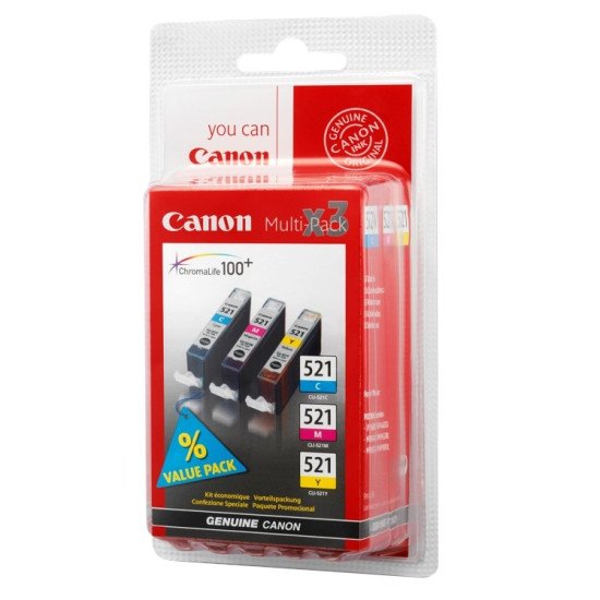 Canon CLI-521 / Pack de 3 cartouches / Cyan, Magenta, Jaune
