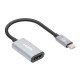 Manhattan Câble USB-C vers HDMI, 4K@60Hz + USB 5 Gbit/s (USB 3.2 Gen 1 / USB 3.0), 11 cm, mâle à mâle, noir/argent, garantie 3 ans