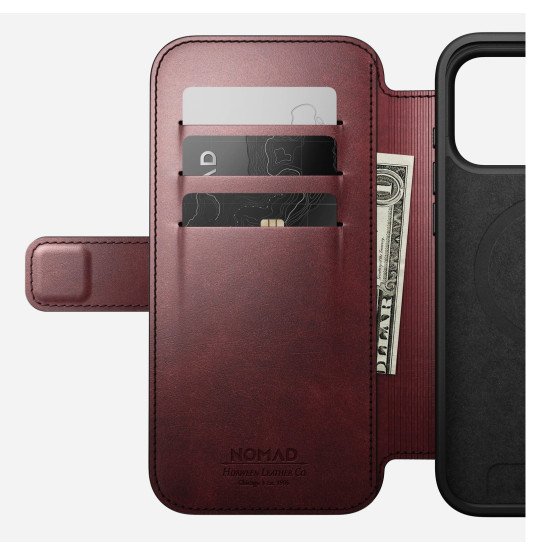 Nomad Modern Leather Folio coque de protection pour téléphones portables 16 cm (6.3") Housse Bourgogne
