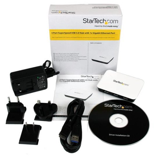 StarTech.com Adaptateur Réseau USB 3.0 vers Gigabit Ethernet avec Hub USB 3.0 3 ports