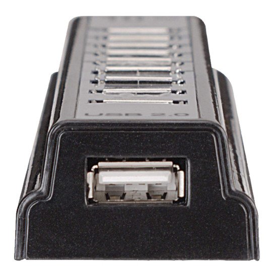 Manhattan Hub USB-A de bureau 10 ports, 10x USB-A, 480 Mbit/s (USB 2.0), Alimenté par USB ou par une alimentation externe (non incluse) pour une puissance accrue des appareils connectés