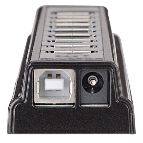 Manhattan Hub USB-A de bureau 10 ports, 10x USB-A, 480 Mbit/s (USB 2.0), Alimenté par USB ou par une alimentation externe (non incluse) pour une puissance accrue des appareils connectés