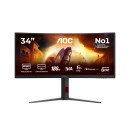 AOC G4 CU34G4CAP écran PC 86,4 cm (34") 3440 x 1440 pixels UltraWide Quad HD LCD Noir, Rouge