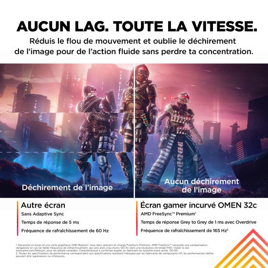 OMEN by HP Écran gamer incurvé QHD 165 Hz OMEN 31,5 pouces - OMEN 32c