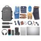 Manhattan Sac à dos de voyage Rome 17,3", 2 compartiments (PC jusqu'à 17,3" + tablette jusqu'à 11"), format cabine avion, 40 L, multiples poches, 3 pochettes souples, 2 poignées, bretelles escamotables, gris clair