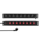 LogiLink PDU8D01 protection surtension Noir 8 sortie(s) CA 230 V 2 m