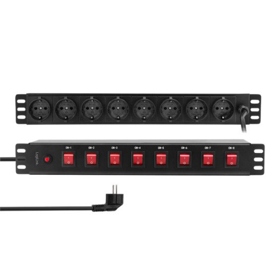 LogiLink PDU8D01 protection surtension Noir 8 sortie(s) CA 230 V 2 m