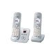 Panasonic KX-TG6823 Téléphone DECT Identification de l'appelant Argent, Blanc