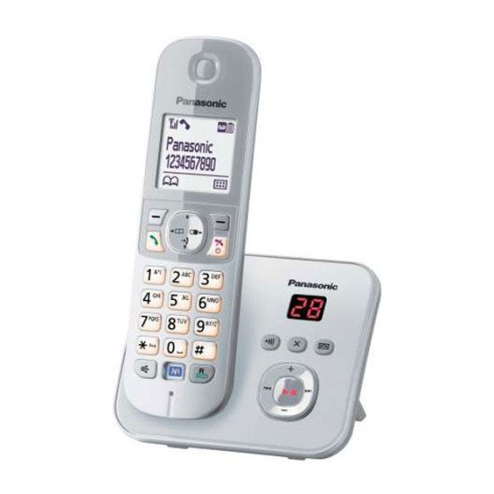 Panasonic KX-TG6823 Téléphone DECT Identification de l'appelant Argent, Blanc