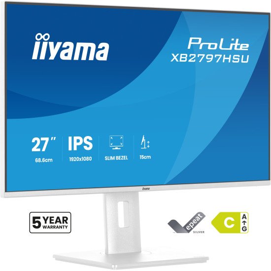 iiyama ProLite XB2797HSU-W1 écran PC 68,6 cm (27") 1920 x 1080 pixels Full HD LED Blanc