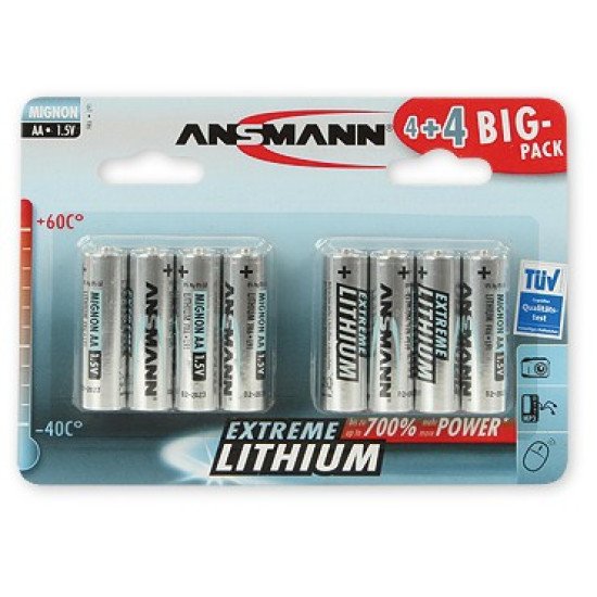 Ansmann 4+4 Lithium AA Batterie à usage unique