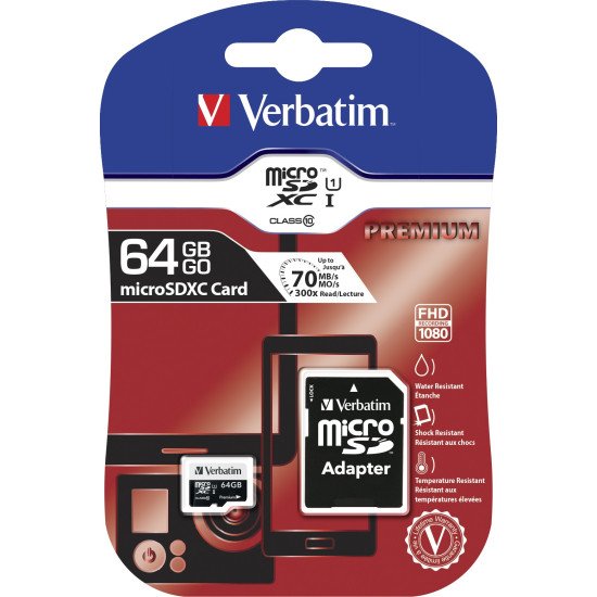 Verbatim Premium mémoire flash 64 Go MicroSDXC Classe 10