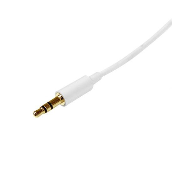 StarTech.com Câble Audio Stéréo Mini-Jack 3.5mm Slim de 1 m - Mâle/Mâle - Blanc