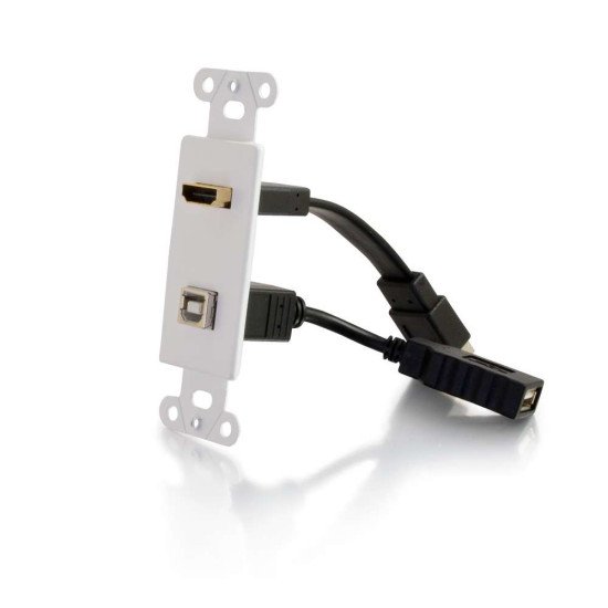 C2G 39702 changeur de genre de câble HDMI F, USB-B F HDMI F, USB-A F Blanc
