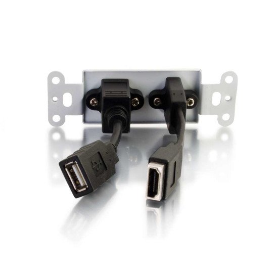 C2G 39702 changeur de genre de câble HDMI F, USB-B F HDMI F, USB-A F Blanc