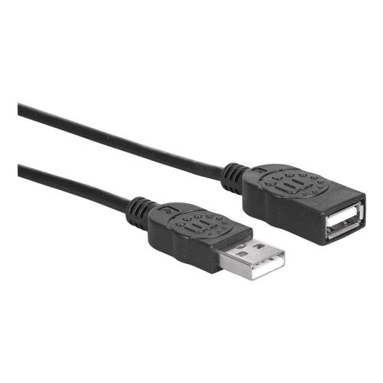 Manhattan Rallonge USB-A vers USB-A, 1,8 m, mâle vers femelle, 480 Mbit/s (USB 2.0), noir, garantie à vie, équivalent à USBEXTAA6BK