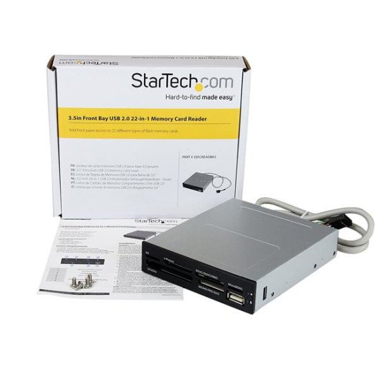 StarTech.com Lecteur de cartes mémoire interne de 3,5 pouces avec port USB 2.0 - Multicartes 22-en-1 - Noir