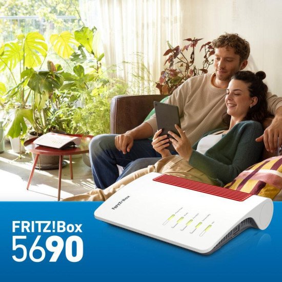 FRITZ! Box 5690 routeur sans fil 2.5 Gigabit Ethernet Bi-bande (2,4 GHz / 5 GHz) Rouge, Blanc FRITZ! Box 5690 routeur sans fil 2.5 Gigabit Ethernet Bi-bande (2,4 GHz / 5 GHz) Rouge, Blanc