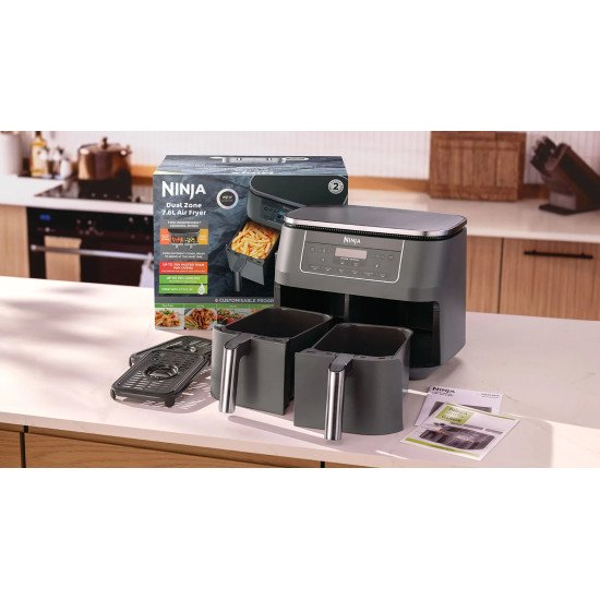 Ninja DZ300EU friteuse Double 7,6 L Autonome 2400 W Friteuse d'air chaud Gris Ninja DZ300EU friteuse Double 7,6 L Autonome 2400 W Friteuse d'air chaud Gris
