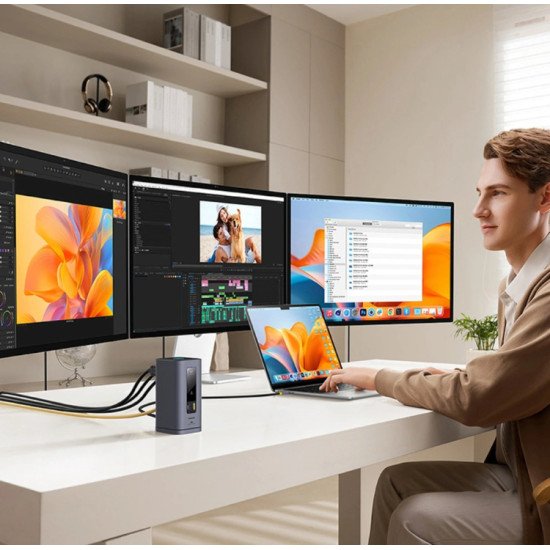 Baseus B00568101813-01 station d'accueil Avec fil USB 3.2 Gen 1 (3.1 Gen 1) Type-C Gris